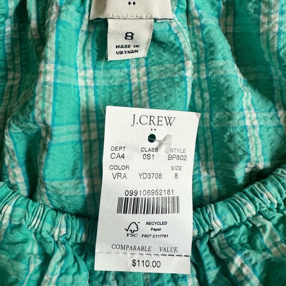 NWT J. Crew Blue and White Plaid Long Sleeve Dress - Picture 8 of 13